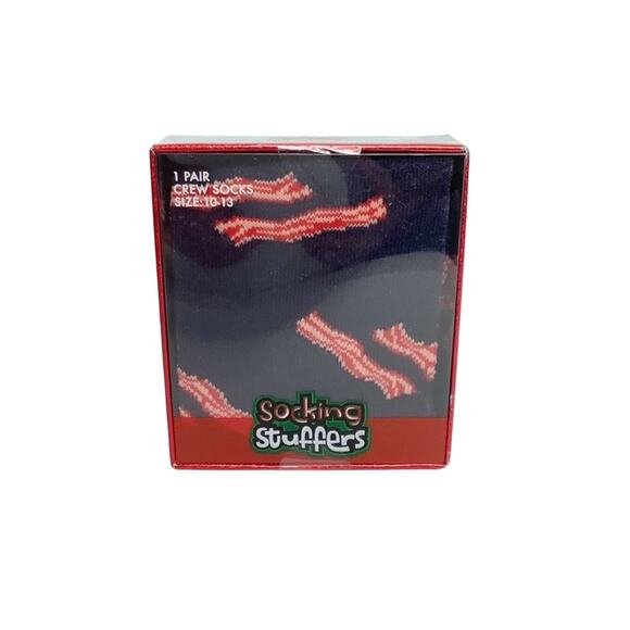 Socking Stuffers Socks Bacon Print Crew Size 10-13 New - Picture 1 of 2